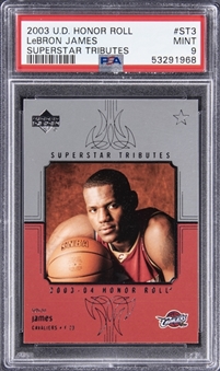 2003-04 Upper Deck Honor Roll Superstar Tributes #ST3 LeBron James Rookie Card - PSA MINT 9